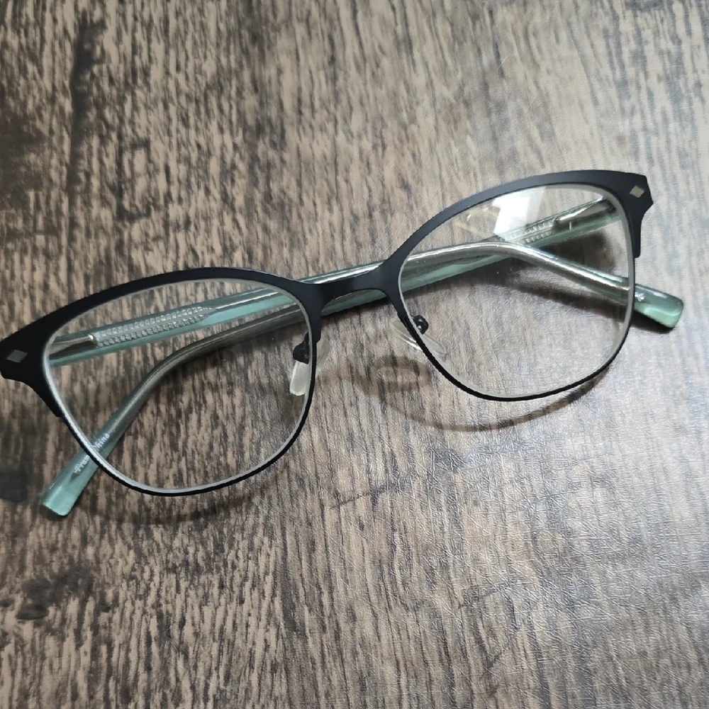 Presription Classic Black Frame Glasses with‎ Mint Temples